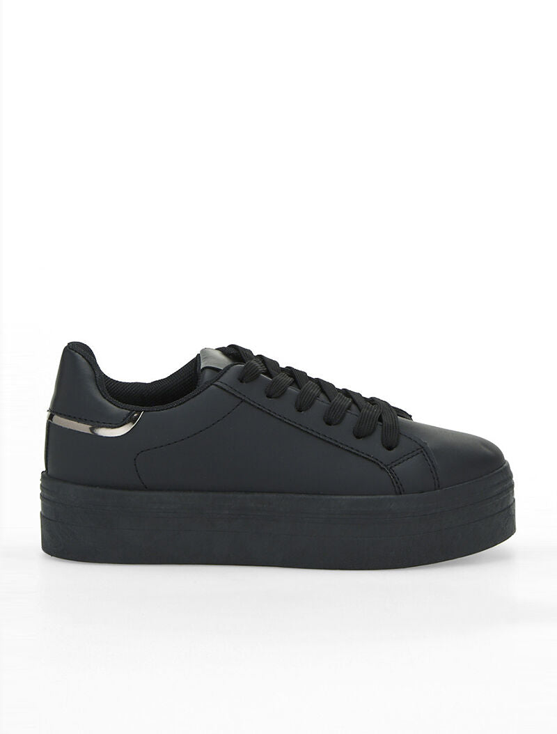 Sneakers compensées contrefort métallique - noir - 1