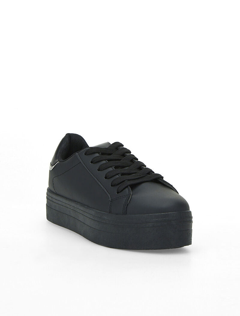 Sneakers compensées contrefort métallique - noir - 2