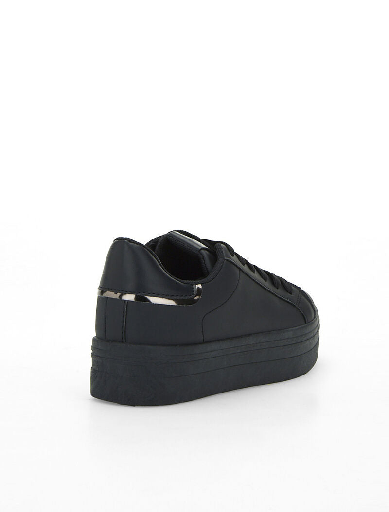 Sneakers compensées contrefort métallique - noir - 4