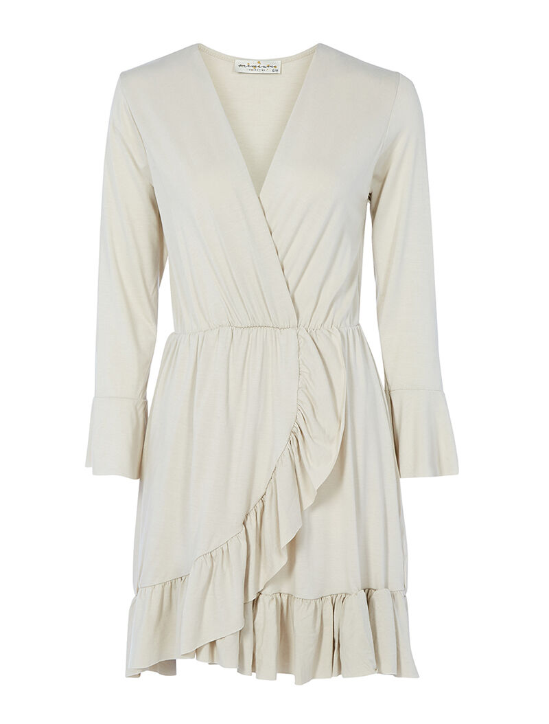 Robe effet portefeuille bas volanté - beige clair - 1