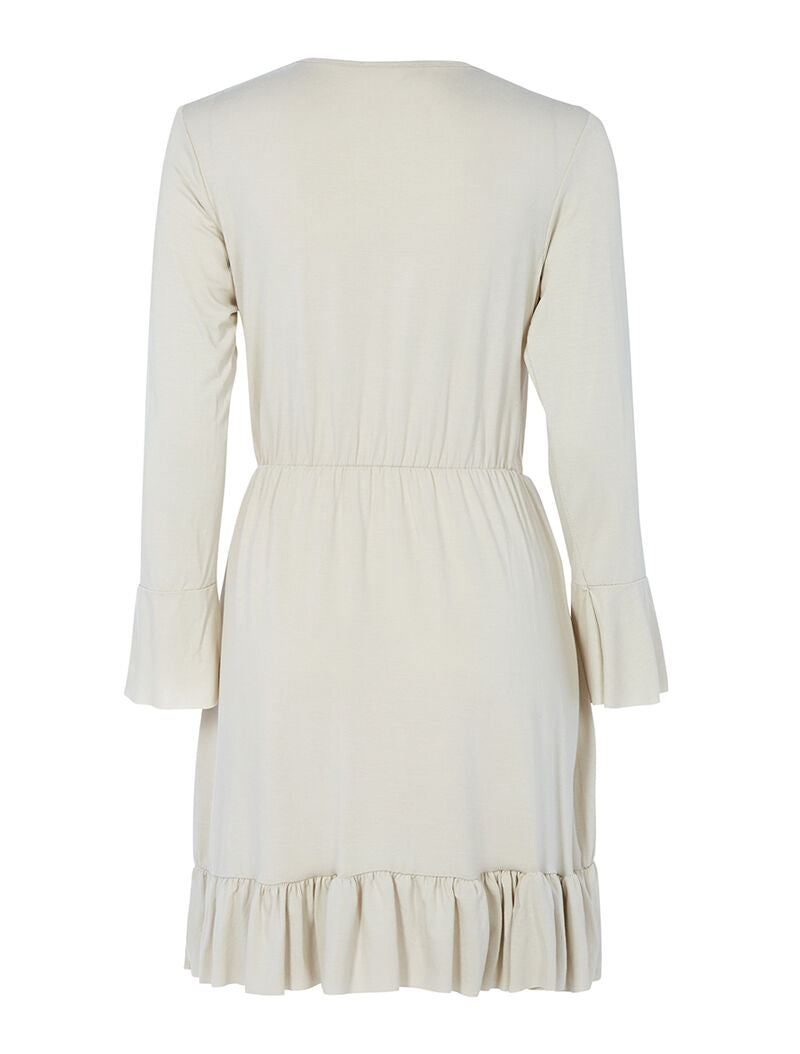 Robe effet portefeuille bas volanté - beige clair - 2