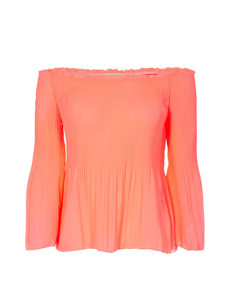 Top plissé épaules nues - orange fluo - 3