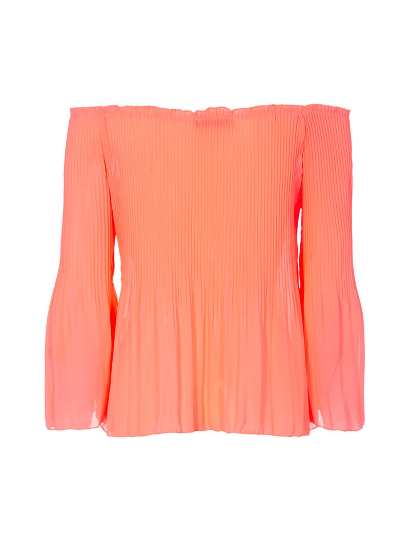 Top plissé épaules nues - orange fluo - 2