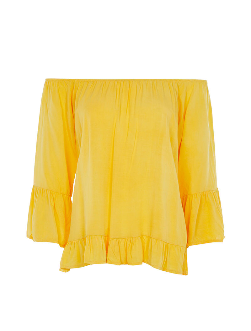 Blouse fluide volantée - jaune - 1