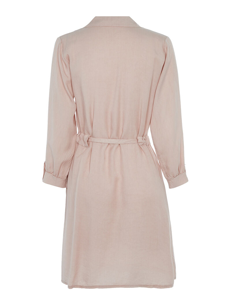 Robe chemise ceinturée en lyocell - rose orange - 2