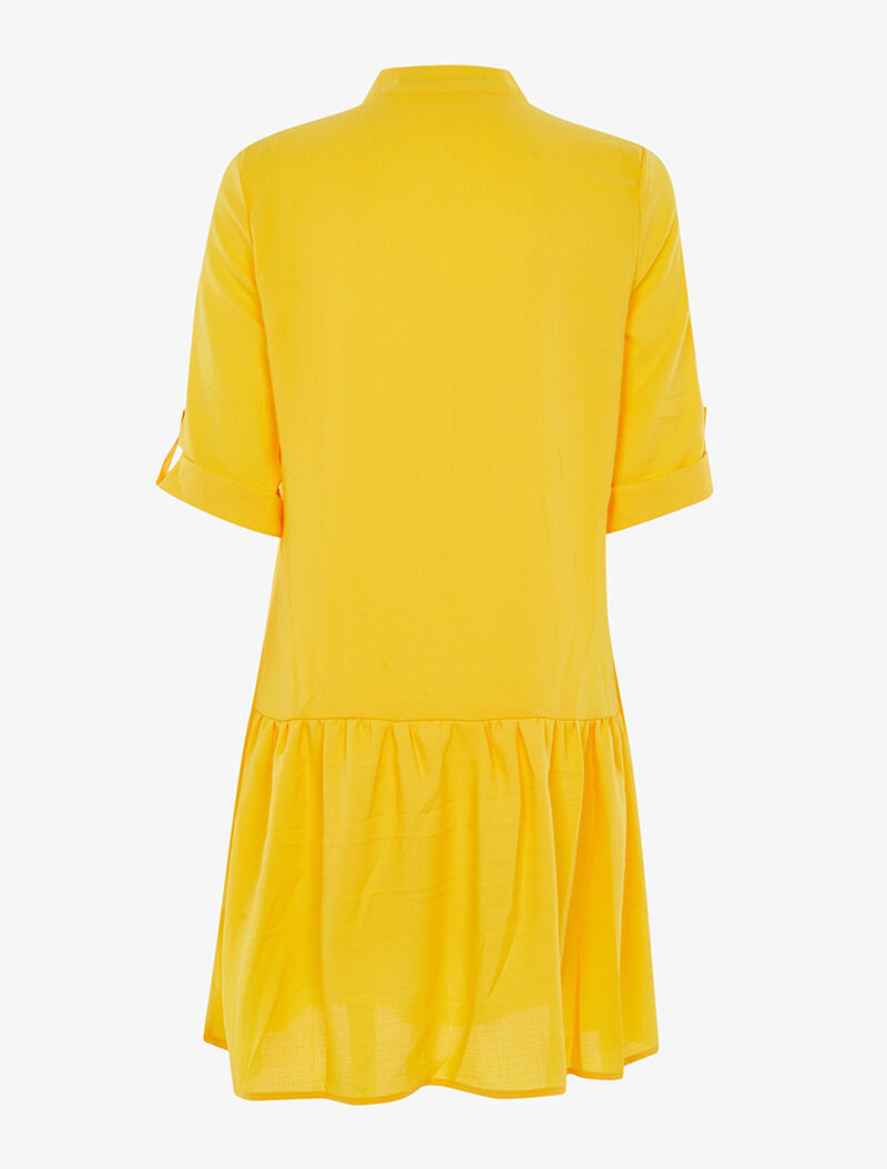 Robe chemise bas volanté asymétrique - jaune - 2