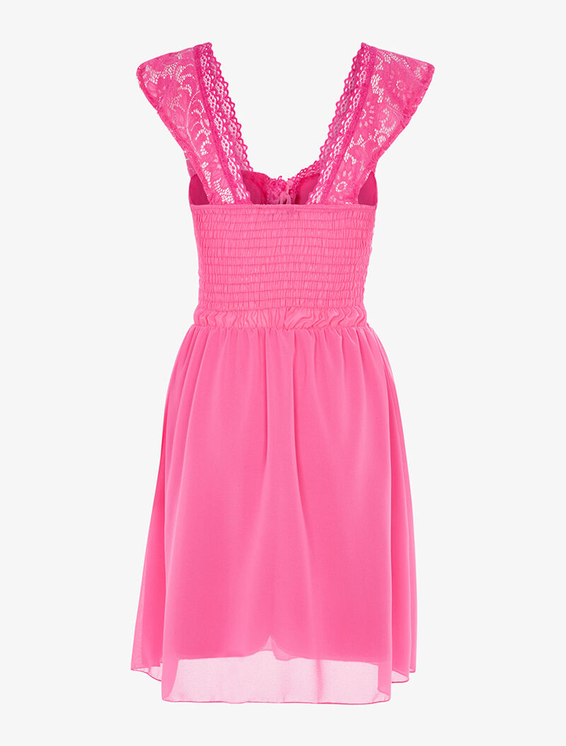 Robe buste corsage et bas en voile - fushia - 5