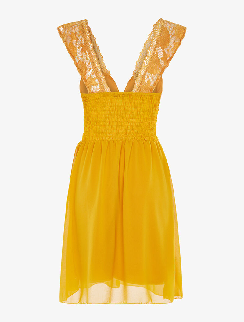 Robe buste corsage et bas en voile - moutarde - 2