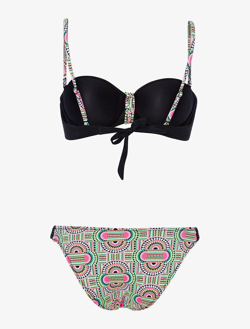 Bikini à imprimé tribal fluo - noir - 2