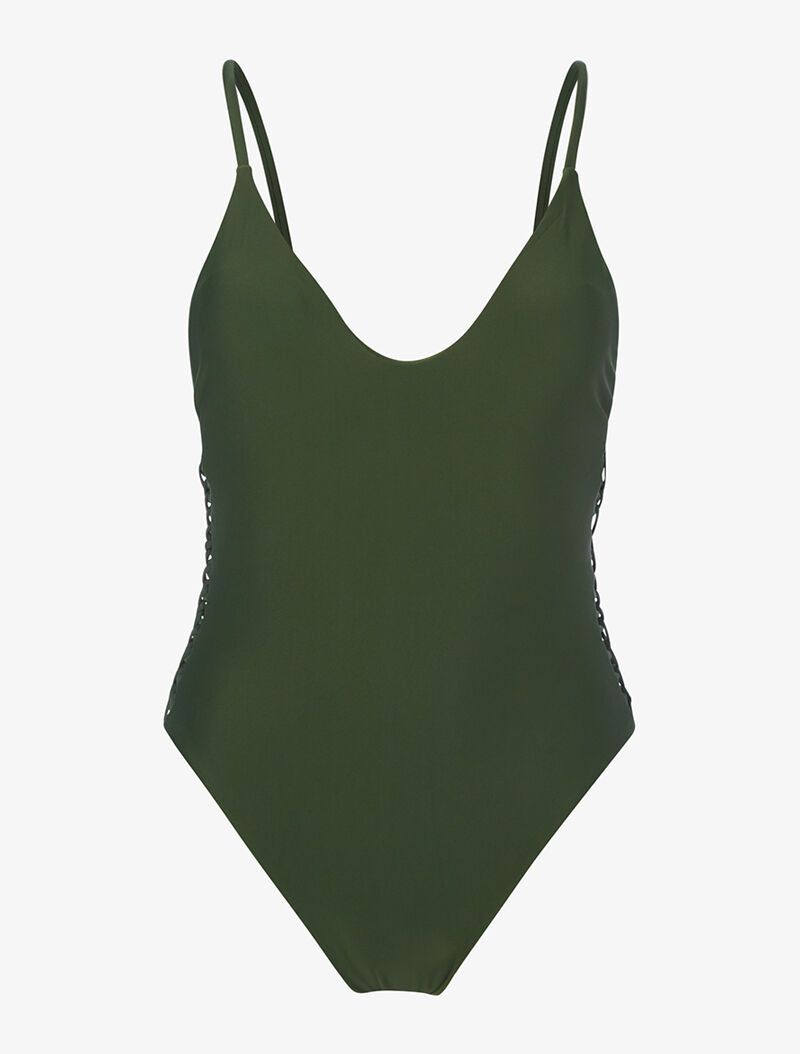 Monokini ajouré sur les côtés - kaki - 4
