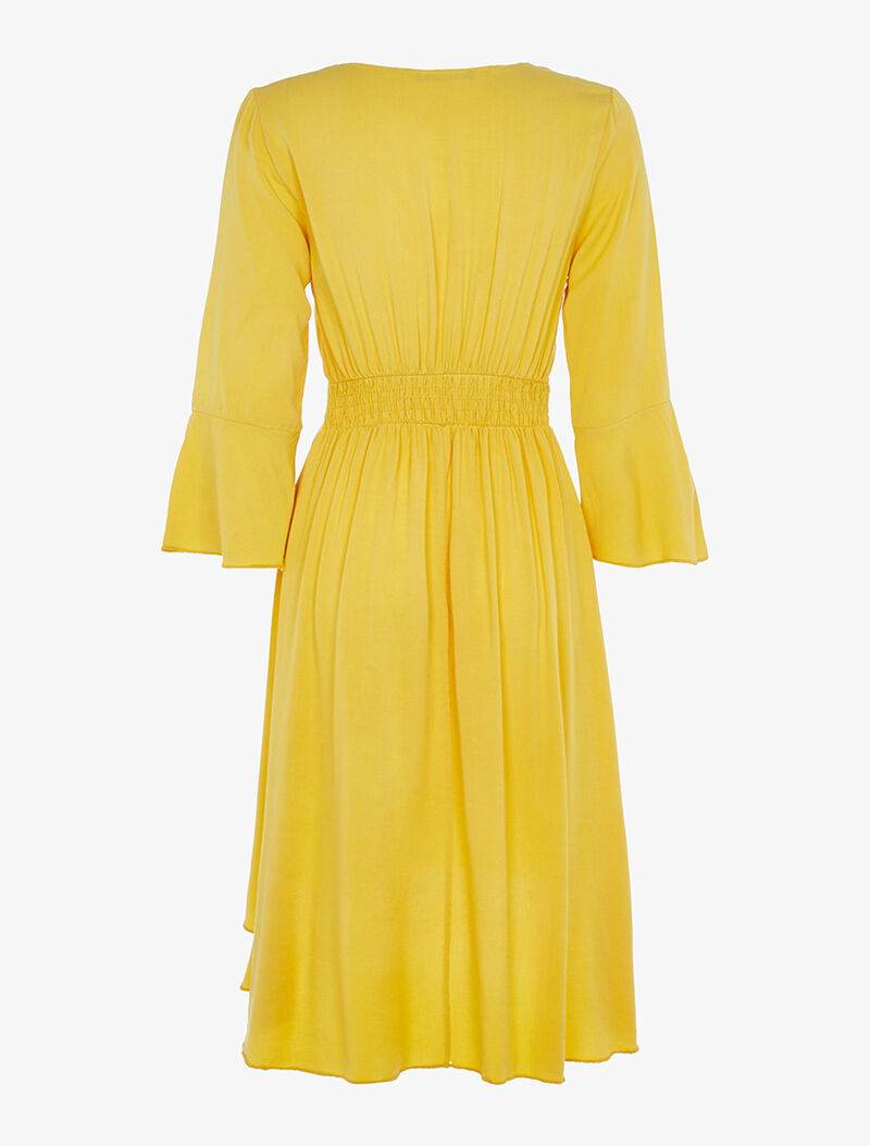 Robe asymétrique à manches trompette - jaune - 2