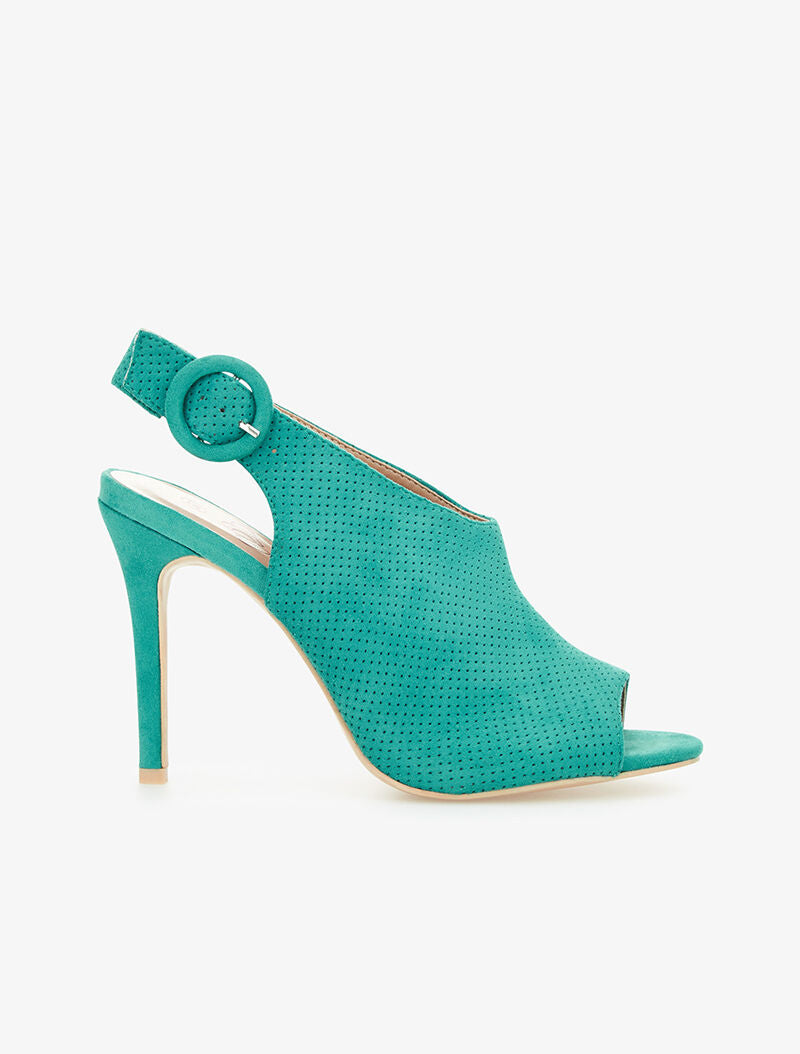Sandales peep-toes piquetées - turquoise - 1