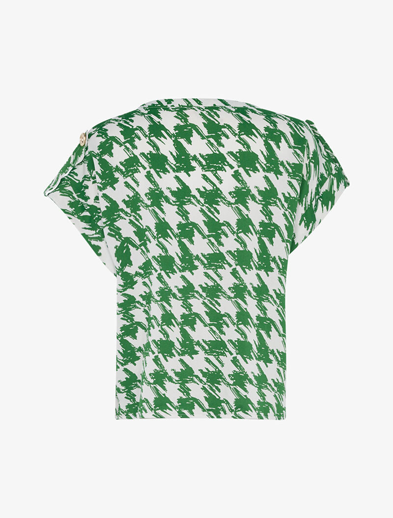 Top ample à imprimé pied de poule graphique - vert/écru - 2