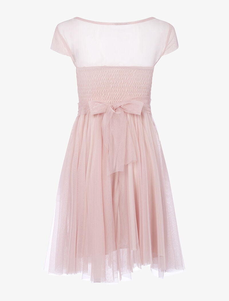 Robe ornée de broderie et tulle - rose - 2
