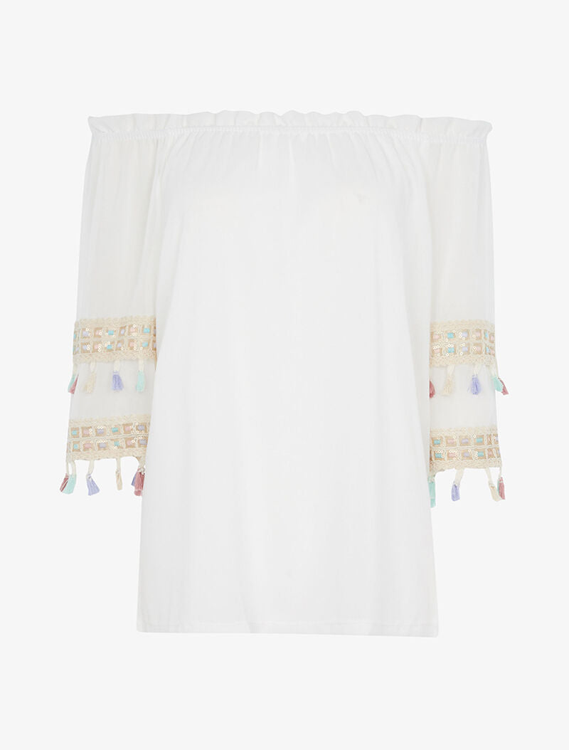 Top à manches stylisées - blanc - 1