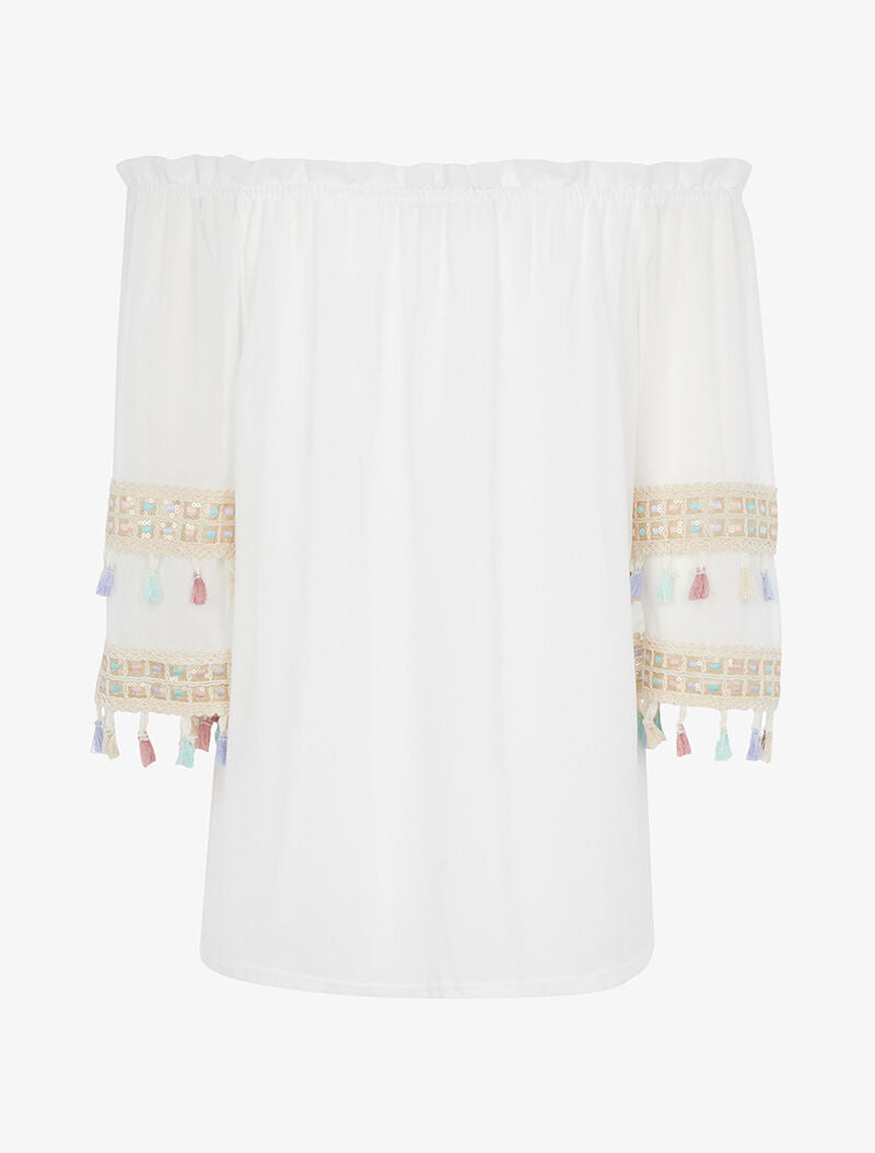 Top à manches stylisées - blanc - 2