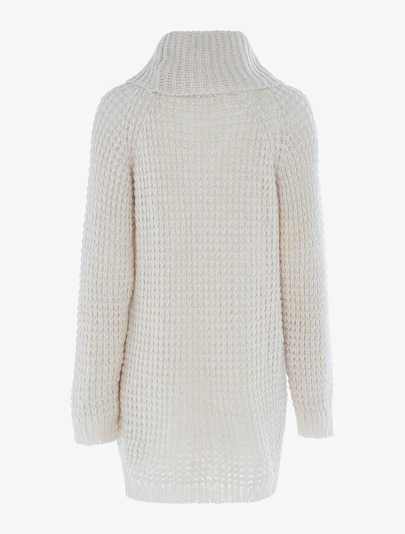 Robe-pull en grosse maille ajourée - beige - 2