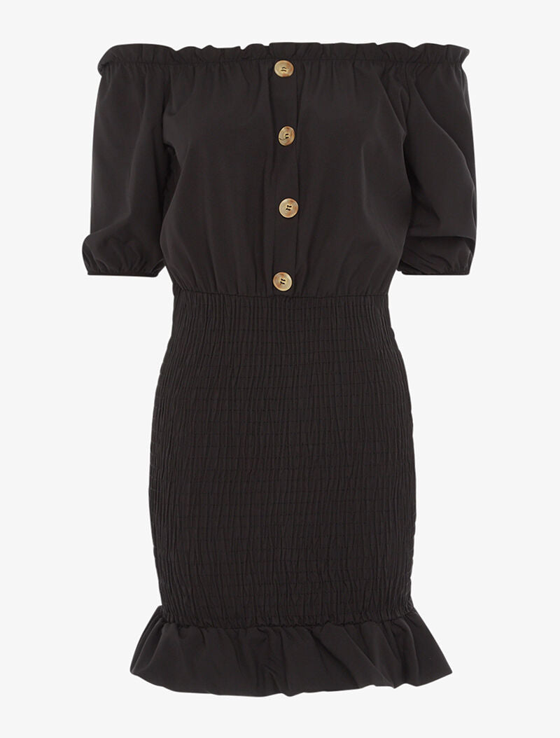 Robe ajustée à volants - noir - 3