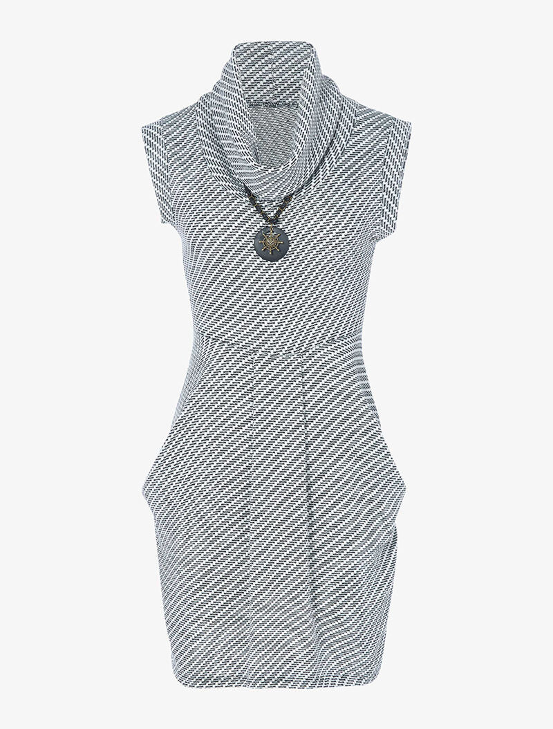 Robe-pull sans manches à pans froncés - noir - 1