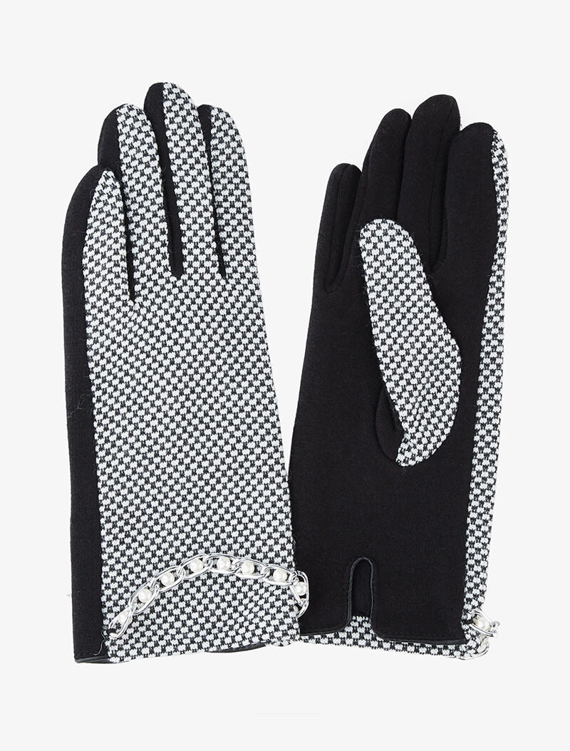Gants imprimés à bracelet perlé - noir - 2