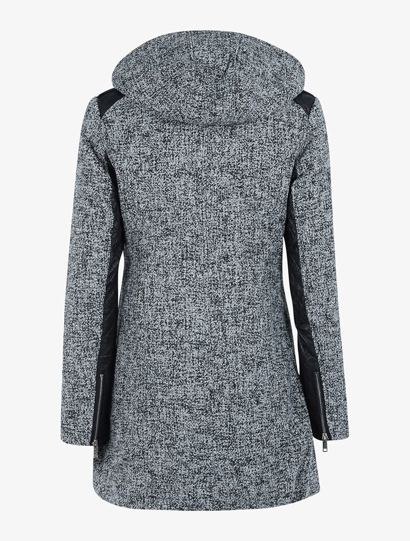 Manteau mouliné bimatière - noir - 2