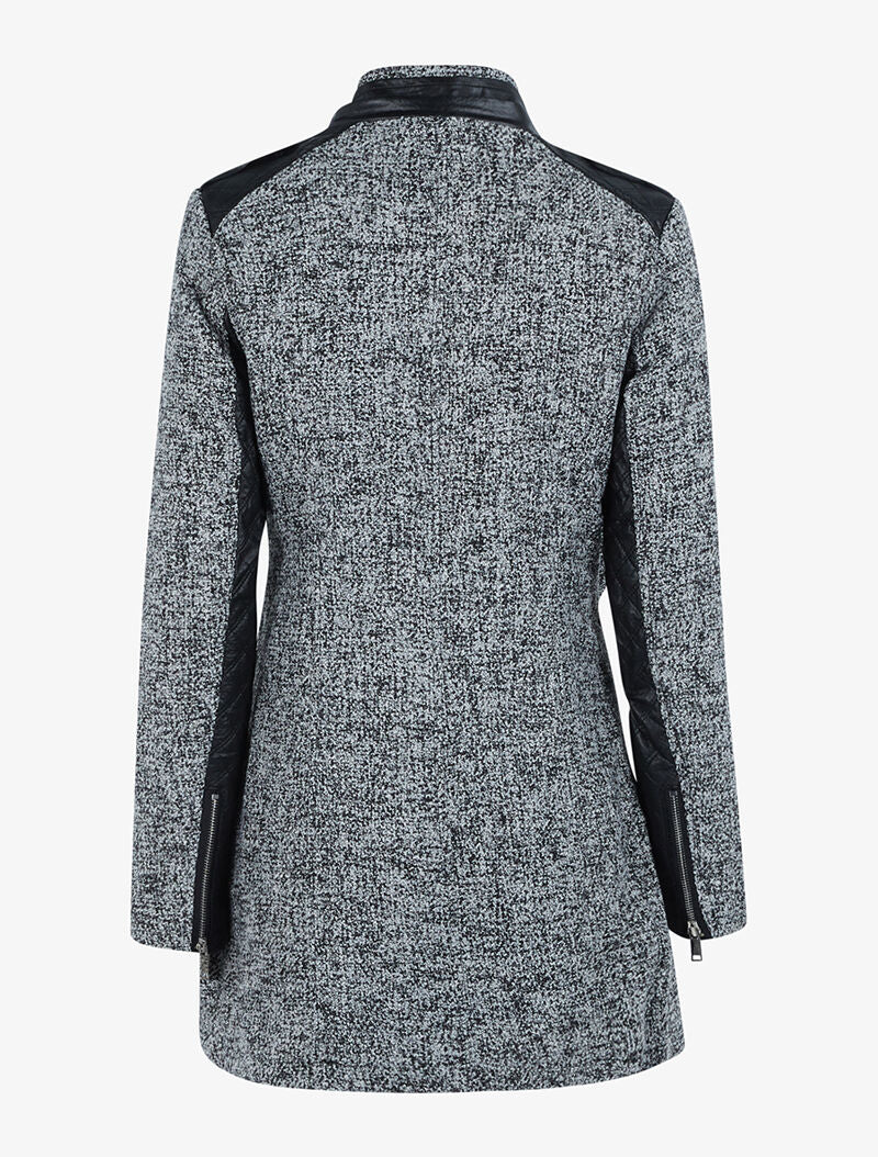 Manteau mouliné bimatière - noir - 3