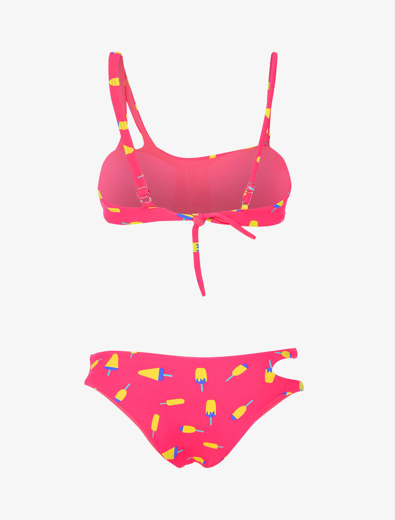 Bikini bandeau imprimé sorbets - fushia - 2