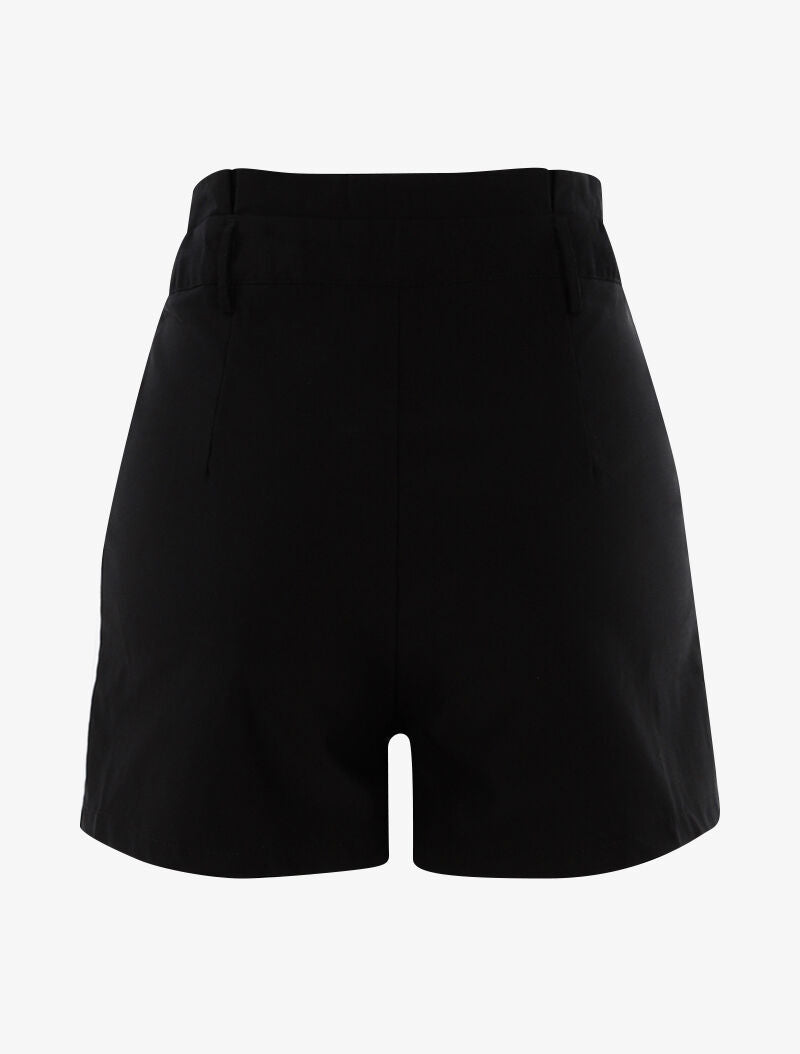 Short uni à taille volantée - noir - 2