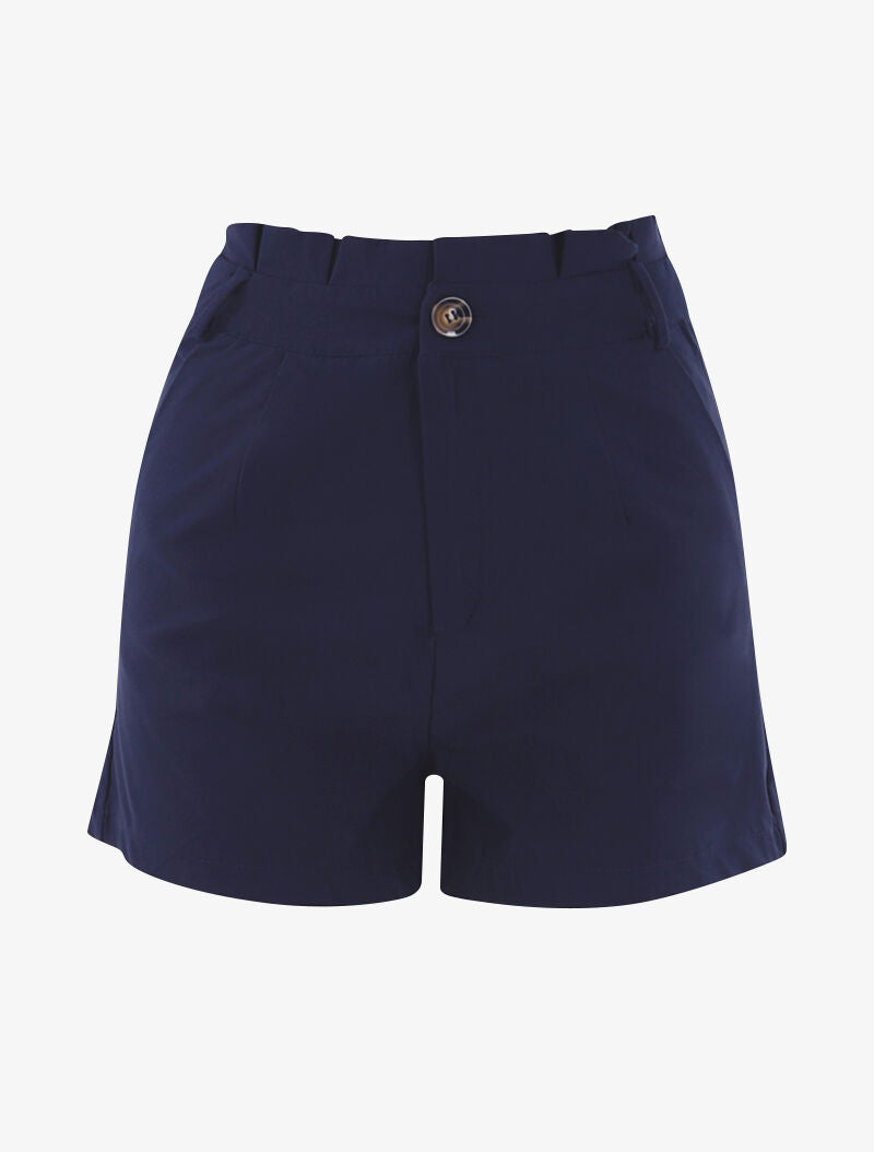 Short uni à taille volantée - marine - 3