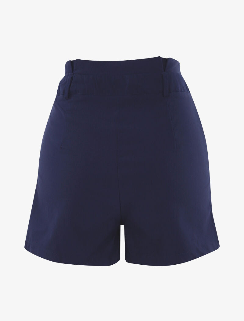 Short uni à taille volantée - marine - 2