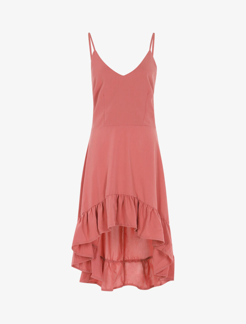 Robe asymétrique volantée - rose - 2