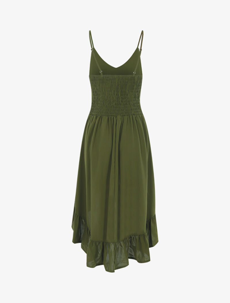 Robe asymétrique volantée - kaki - 2