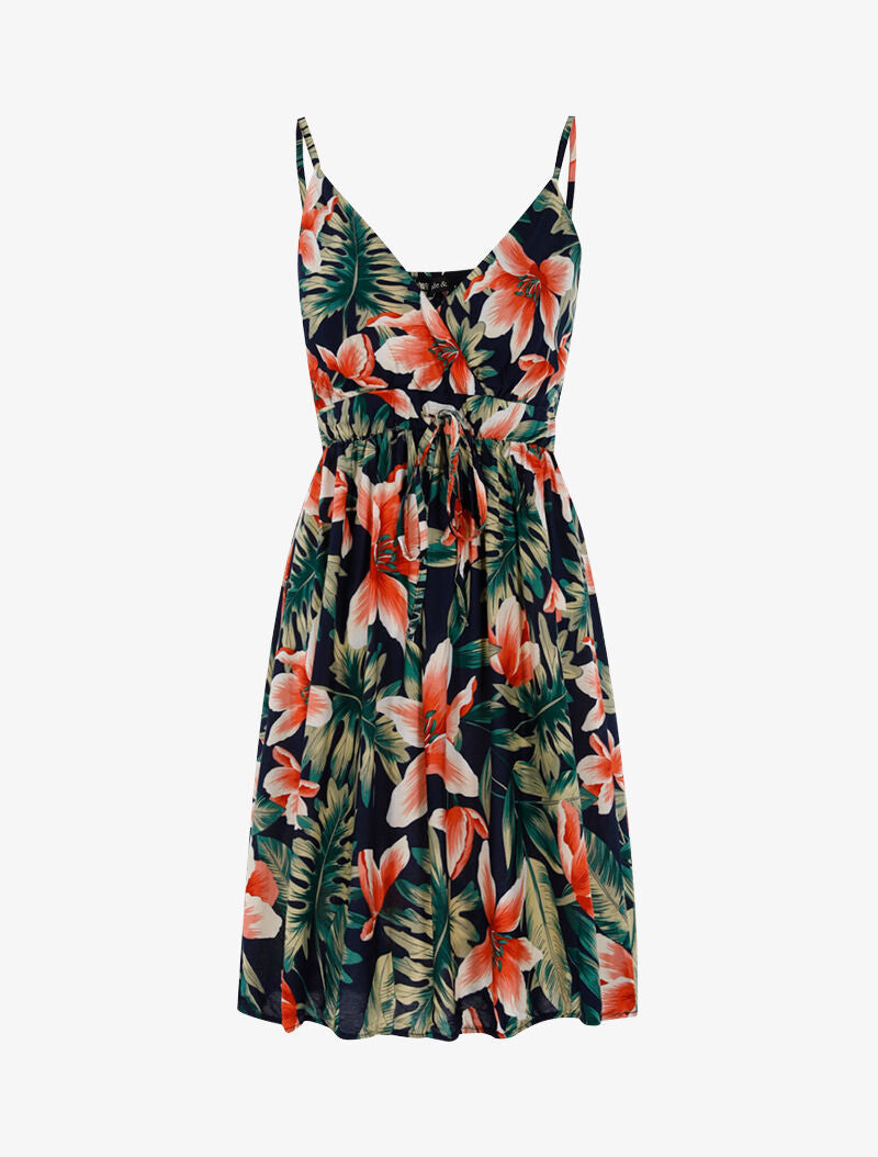 Robe légère à imprimé floral - marine - 1