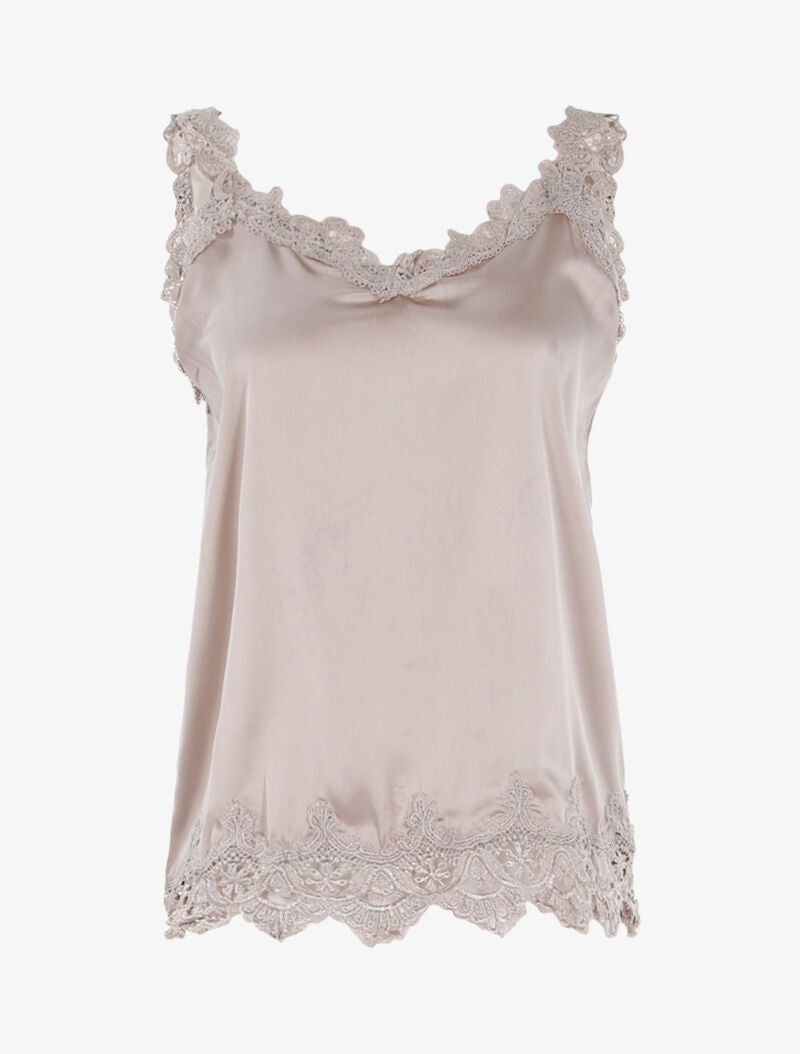 Débardeur à bords en crochet - beige - 3