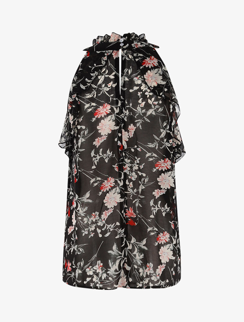 Top en voile à détails volantés - noir - 2