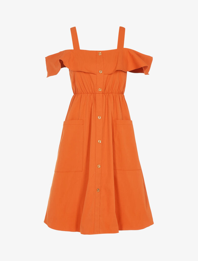 Robe à épaules nues - orange - 3