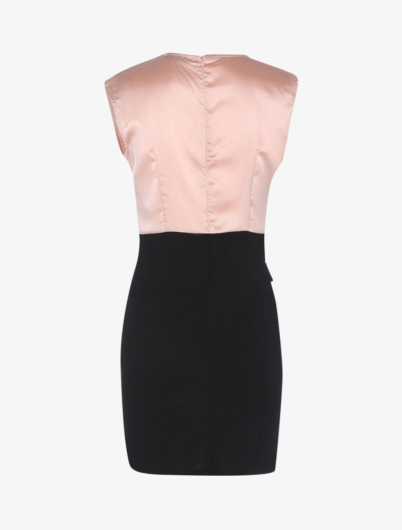 Robe bi matière à boutons décoratifs - noir/rose - 2