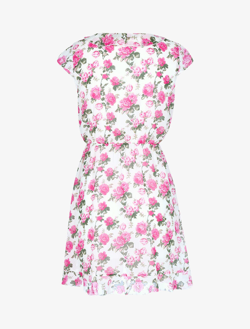 Robe cache-coeur à imprimé floral - ecru - 3