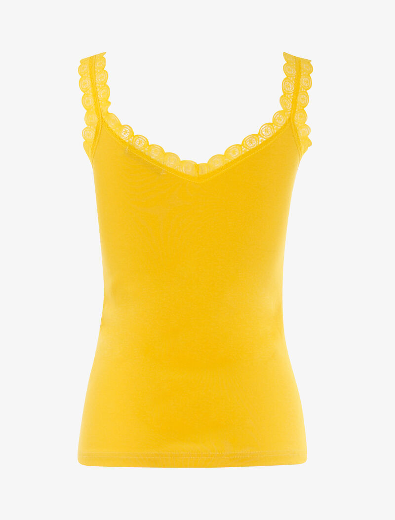 Débardeur à encolure et bretelles en dentelle - jaune - 2