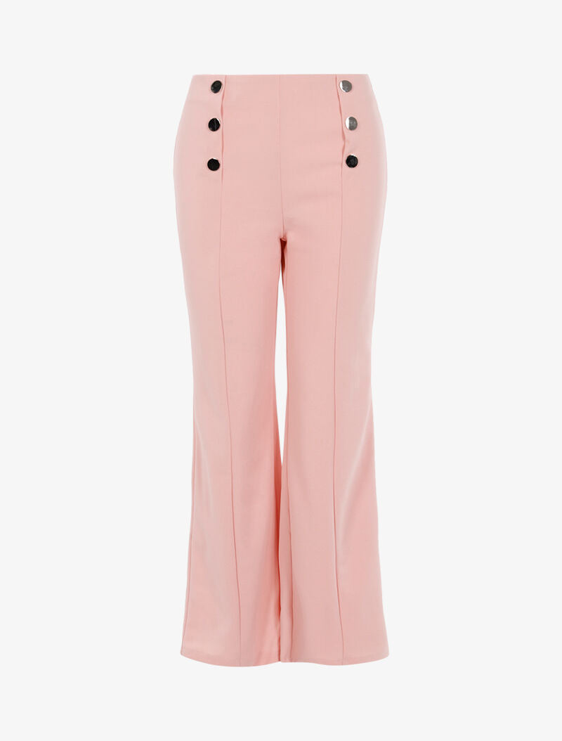 Pantalon fluide à boutons décoratifs - rose - 1