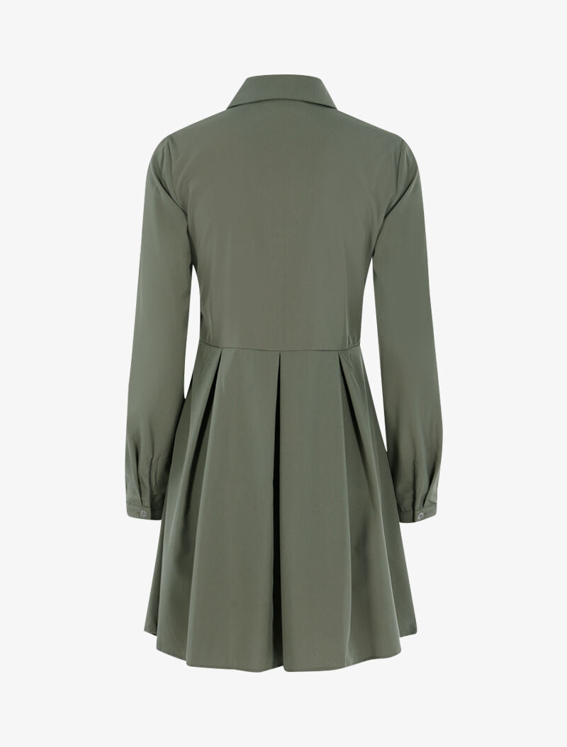 Robe patineuse style chemise - kaki - 2