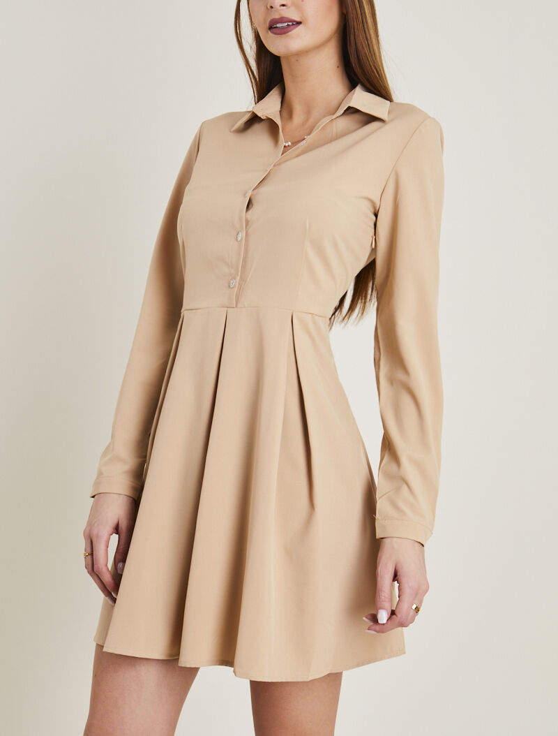 Robe patineuse style chemise - camel clair - 4