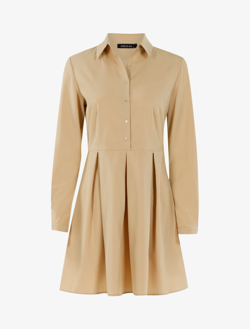 Robe patineuse style chemise - camel clair - 2