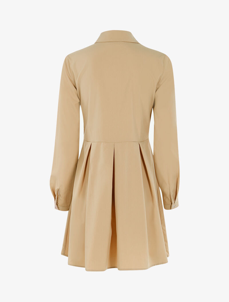 Robe patineuse style chemise - camel clair - 3