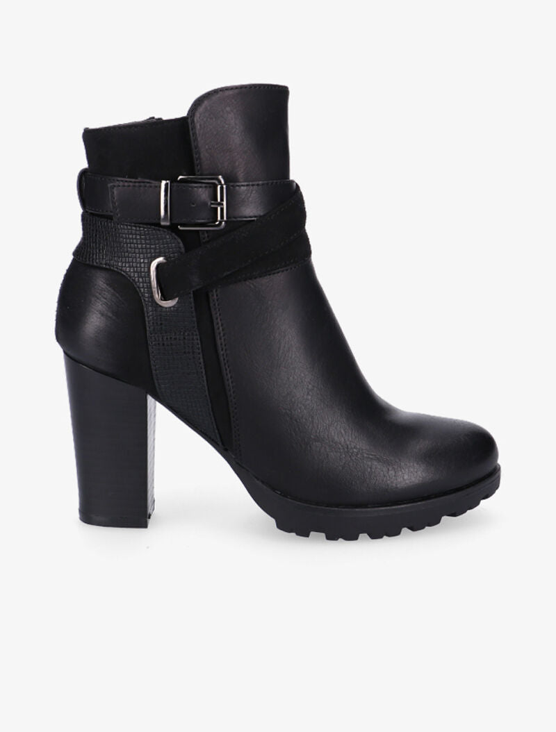 Bottines à empiècement et lanières - noir - 5