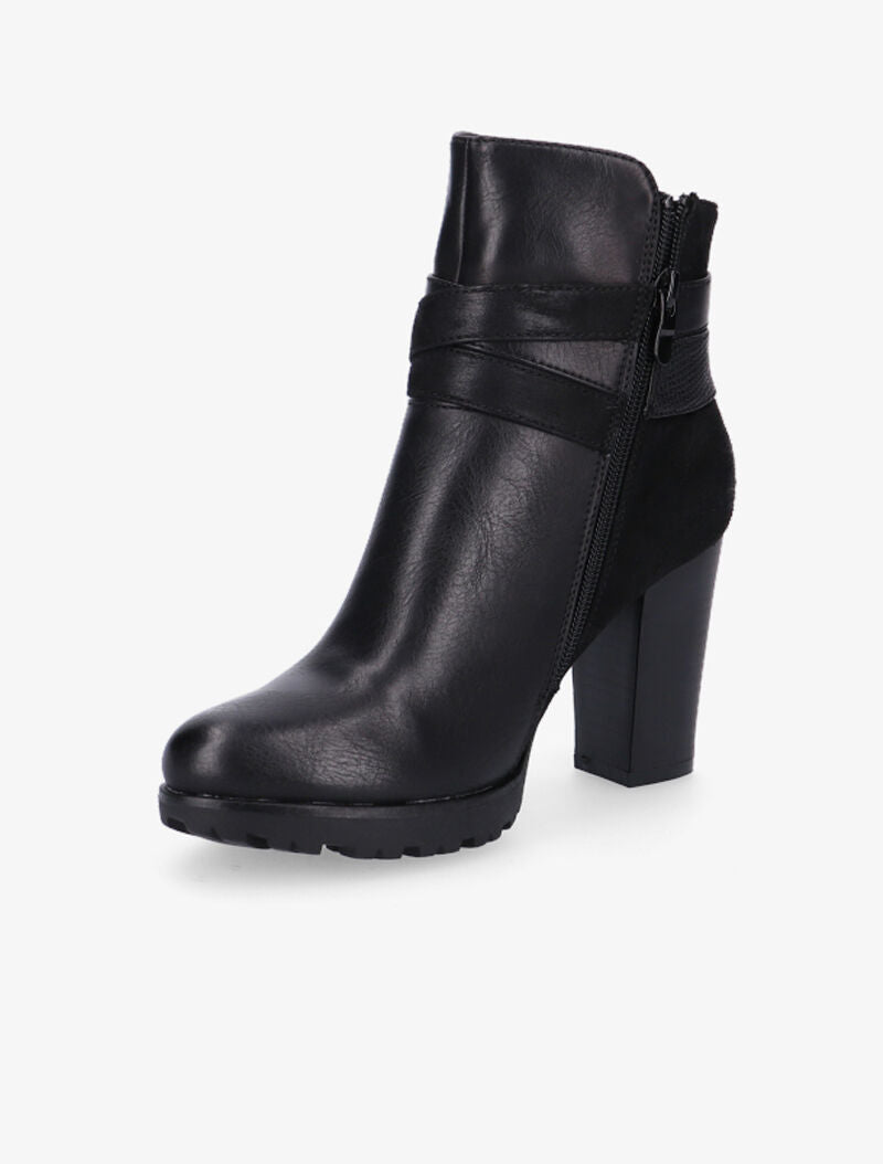 Bottines à empiècement et lanières - noir - 3