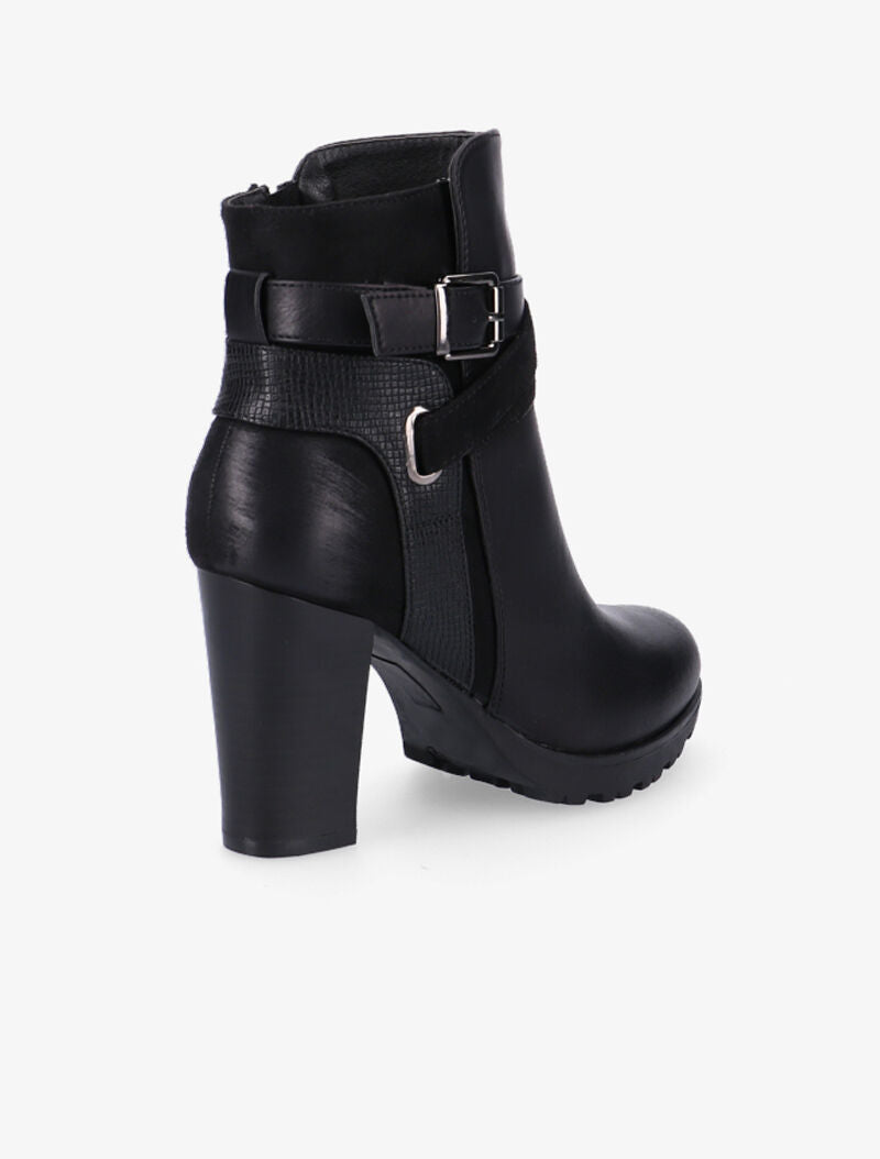 Bottines à empiècement et lanières - noir - 4