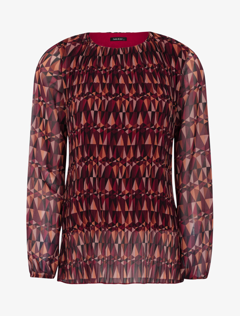 Blouse à imprimé géométrique graphique - lie de vin - 2