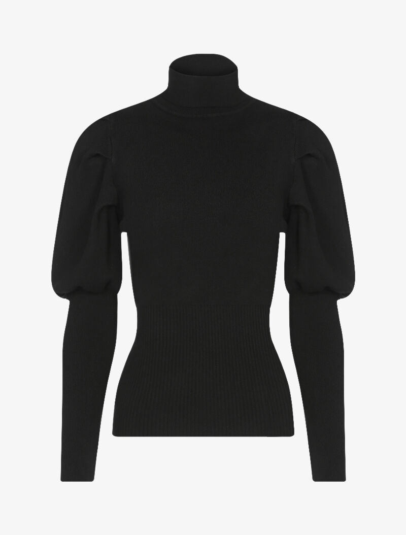 Pull doux à manches gigot - noir - 1