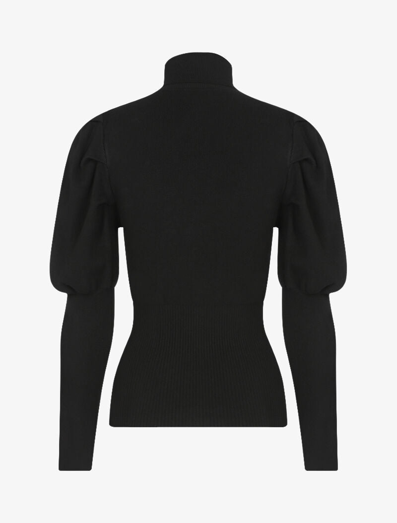 Pull doux à manches gigot - noir - 2